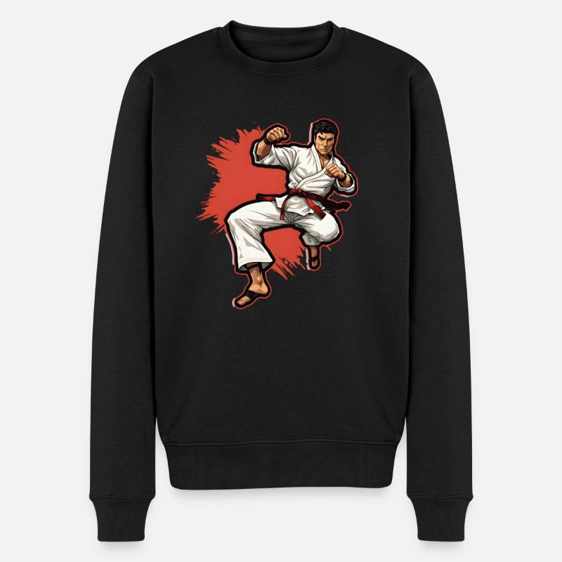 Karate Kämpfer - Männer Premium Bio Pullover - Schwarz
