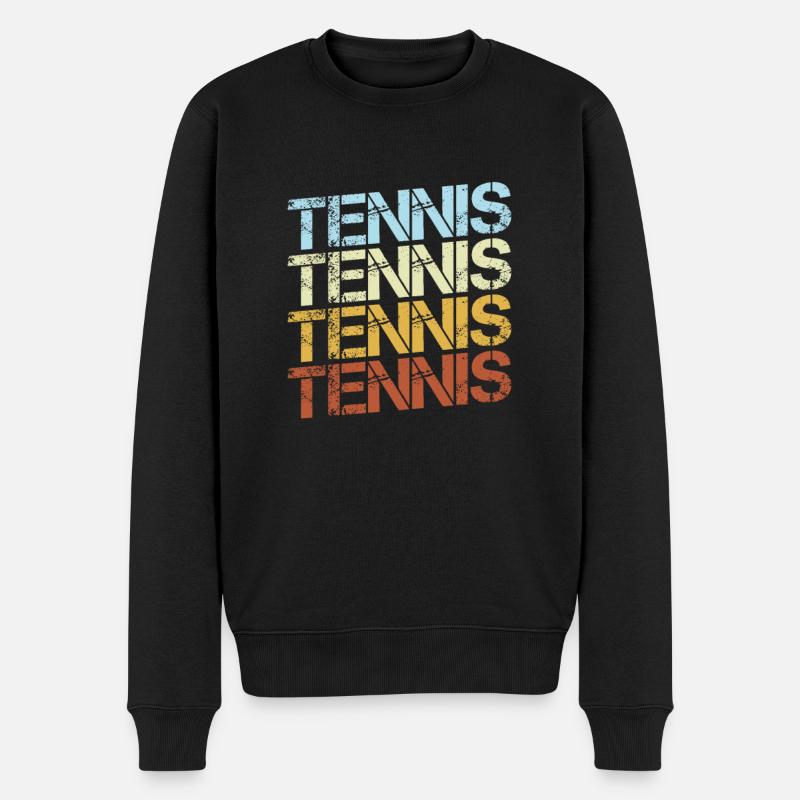 Tennis Retro - Männer Premium Bio Pullover - Schwarz