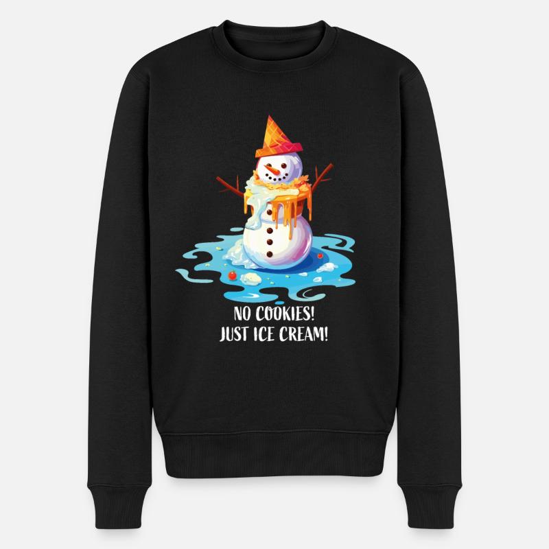 Weihnachten im Juli Schneemann-Eiscreme - Männer Premium Bio Pullover - Schwarz