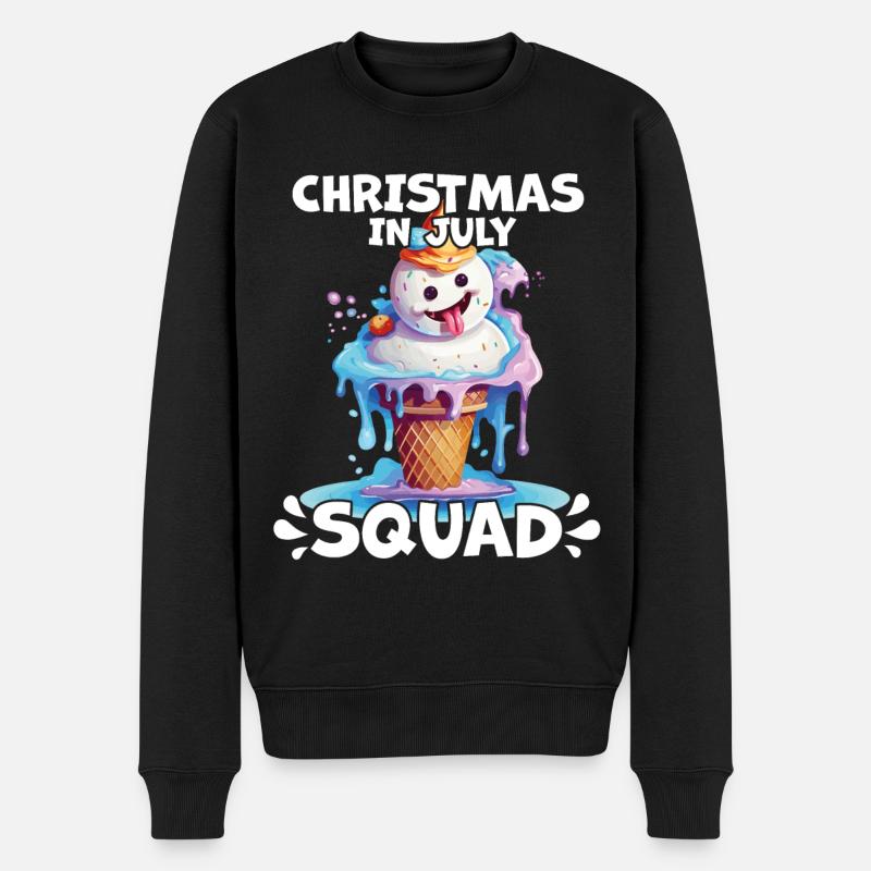 Weihnachten im Juli Schneemann-Eiscreme - Männer Premium Bio Pullover - Schwarz