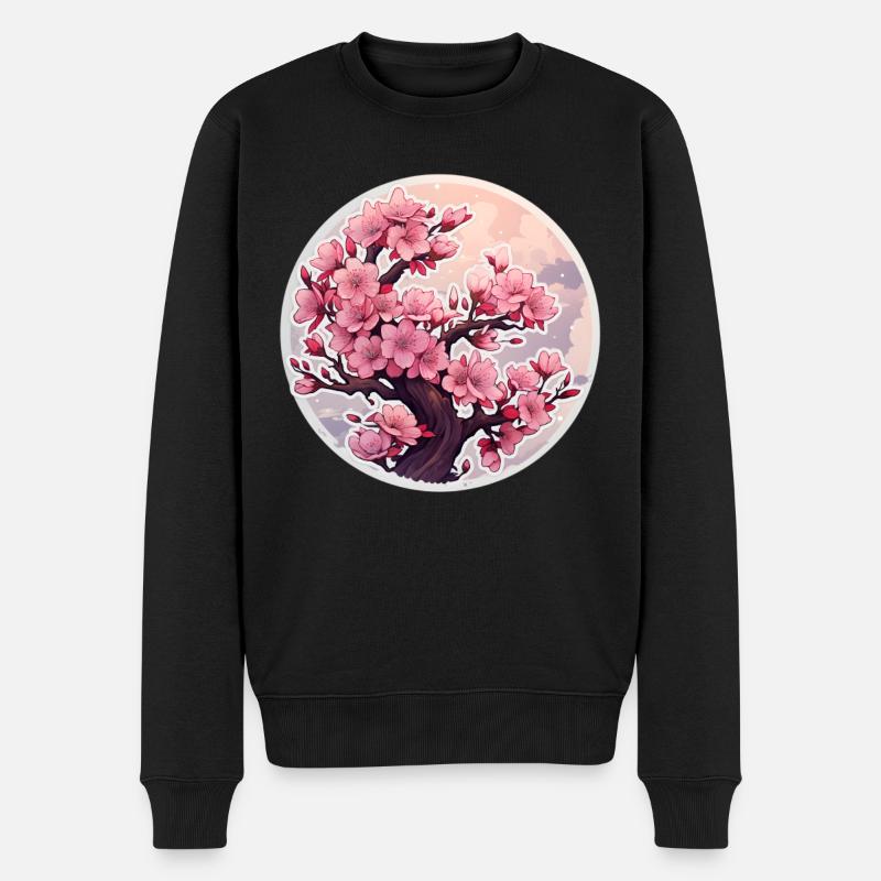 Kirschblütenbaum - Männer Premium Bio Pullover - Schwarz