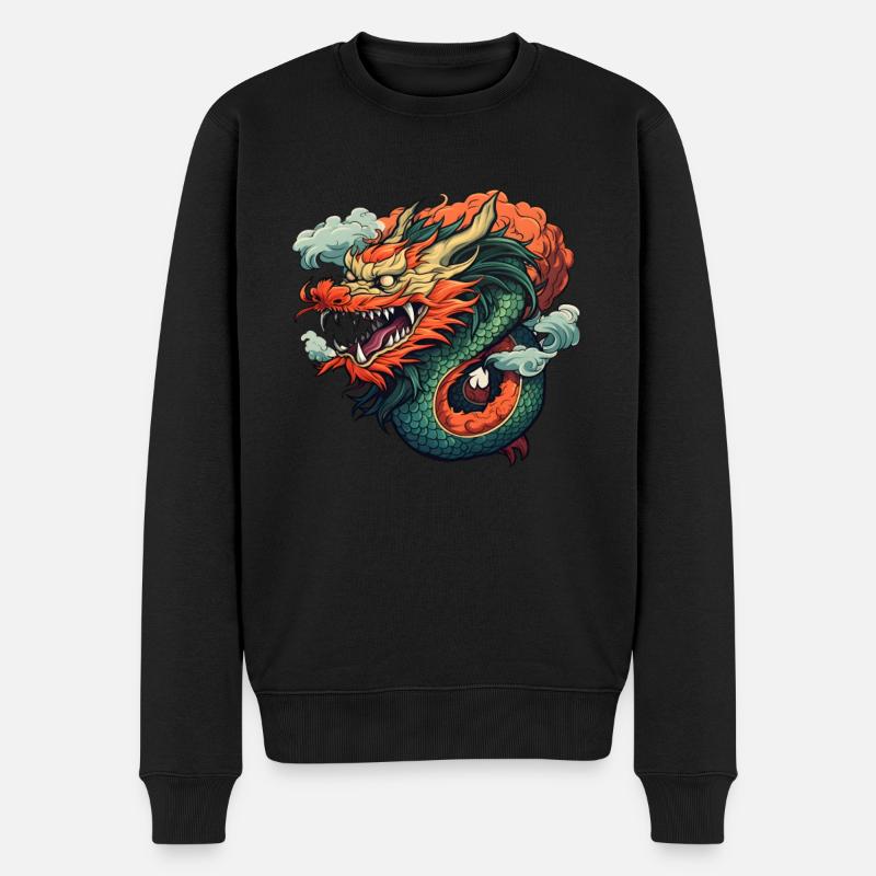 Chinesischer Drache - Männer Premium Bio Pullover - Schwarz