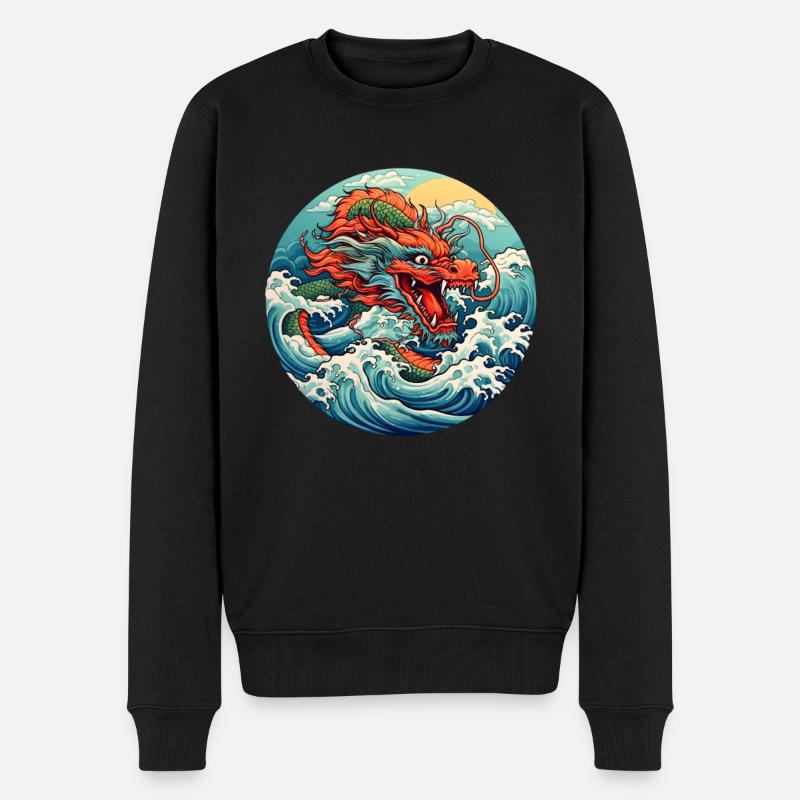 Chinesischer Drache - Männer Premium Bio Pullover - Schwarz