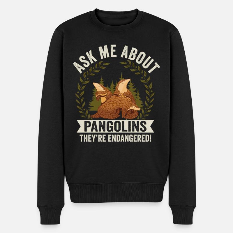 Fragen Sie Mich Nach Pangolins Owner Pangolin - Männer Premium Bio Pullover - Schwarz
