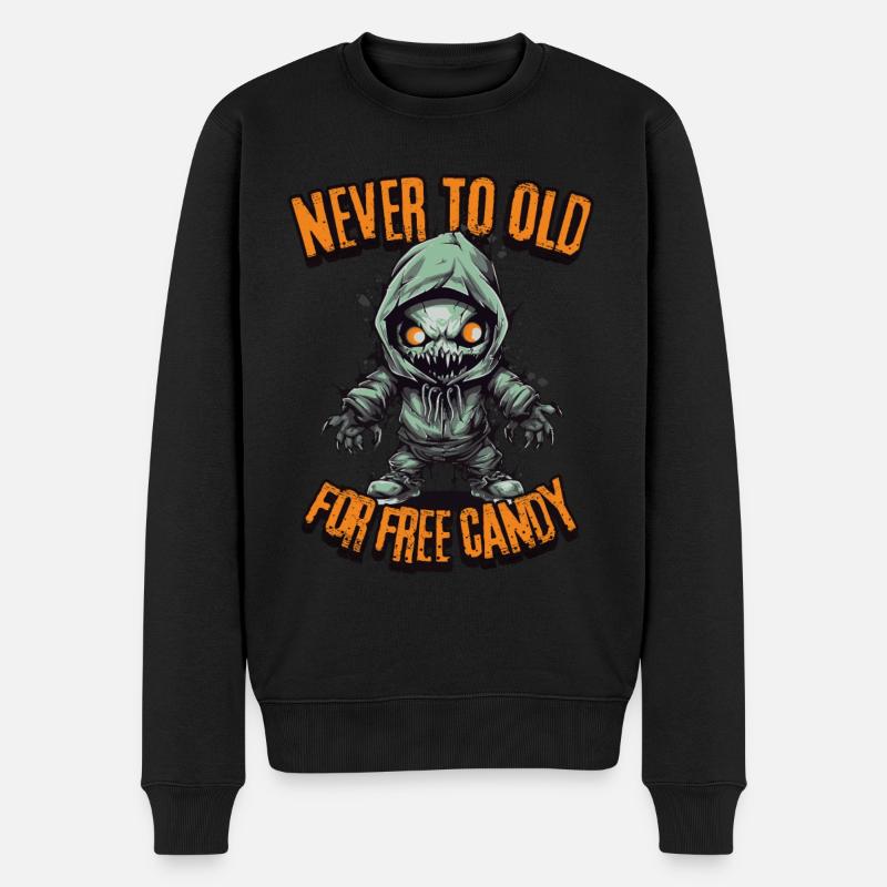 Creepy Candy Hunt: Never Too Old For Free Candy - Männer Premium Bio Pullover - Schwarz