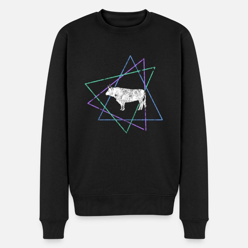 Kuh - Männer Premium Bio Pullover - Schwarz