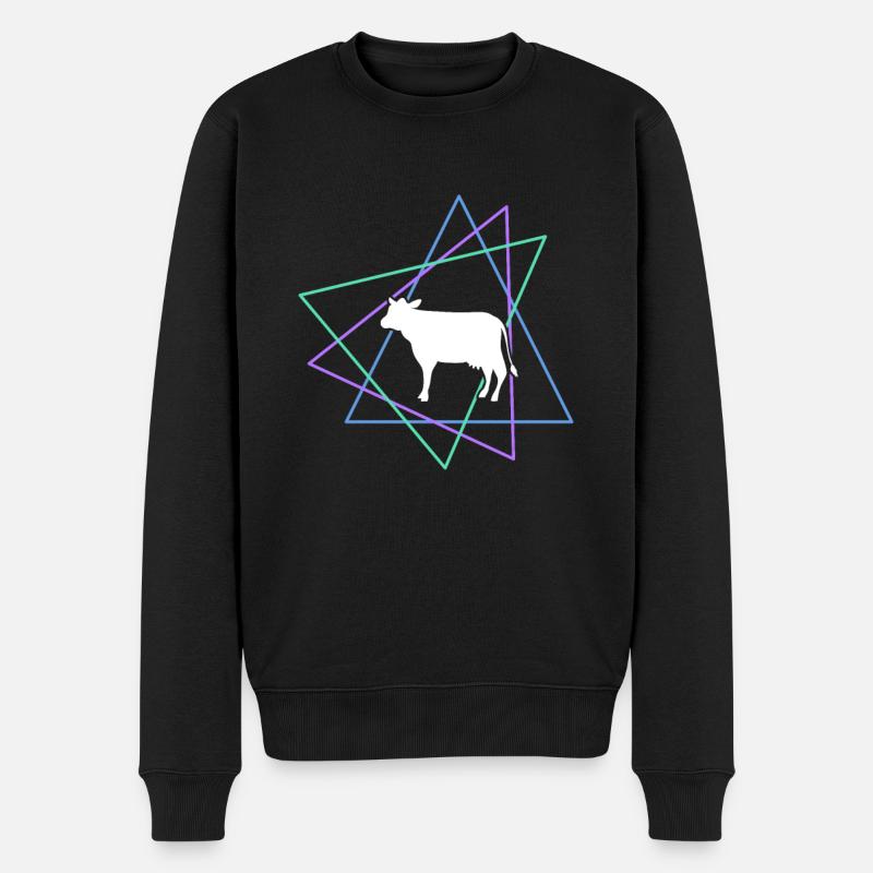 Kuh - Männer Premium Bio Pullover - Schwarz