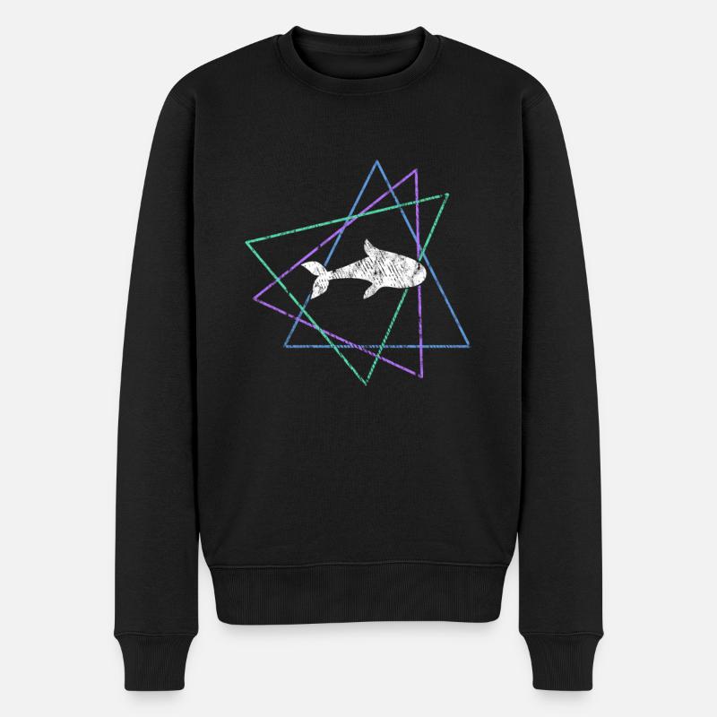 Fisch - Männer Premium Bio Pullover - Schwarz