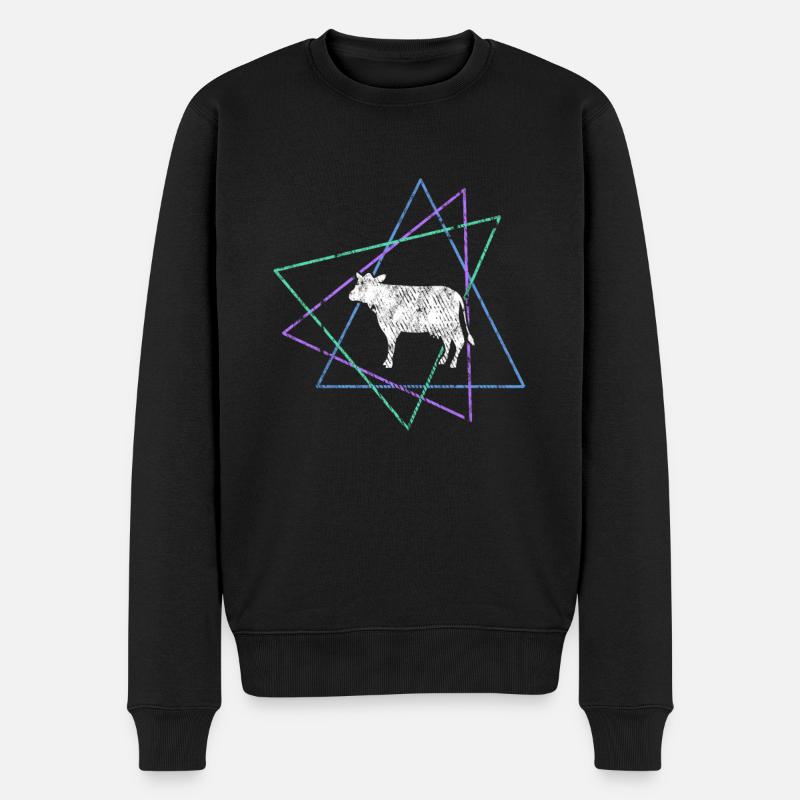 Kuh - Männer Premium Bio Pullover - Schwarz