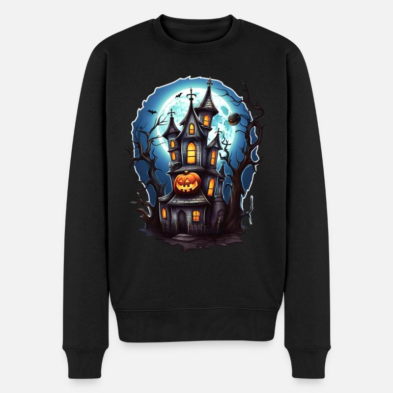 Maison hantée d’Halloween - Pull Premium bio Homme - noir