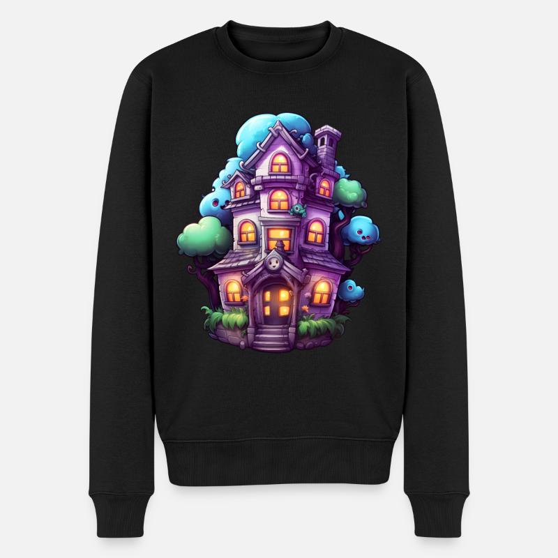Comic Spukhaus - Männer Premium Bio Pullover - Schwarz