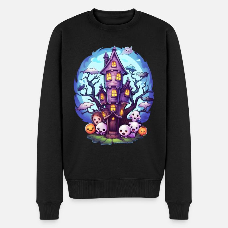 Anime Spukhaus - Männer Premium Bio Pullover - Schwarz