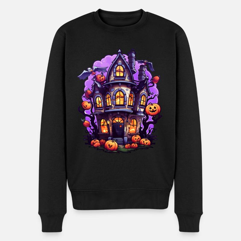Bande dessinée Halloween Maison hantée - Pull Premium bio Homme - noir