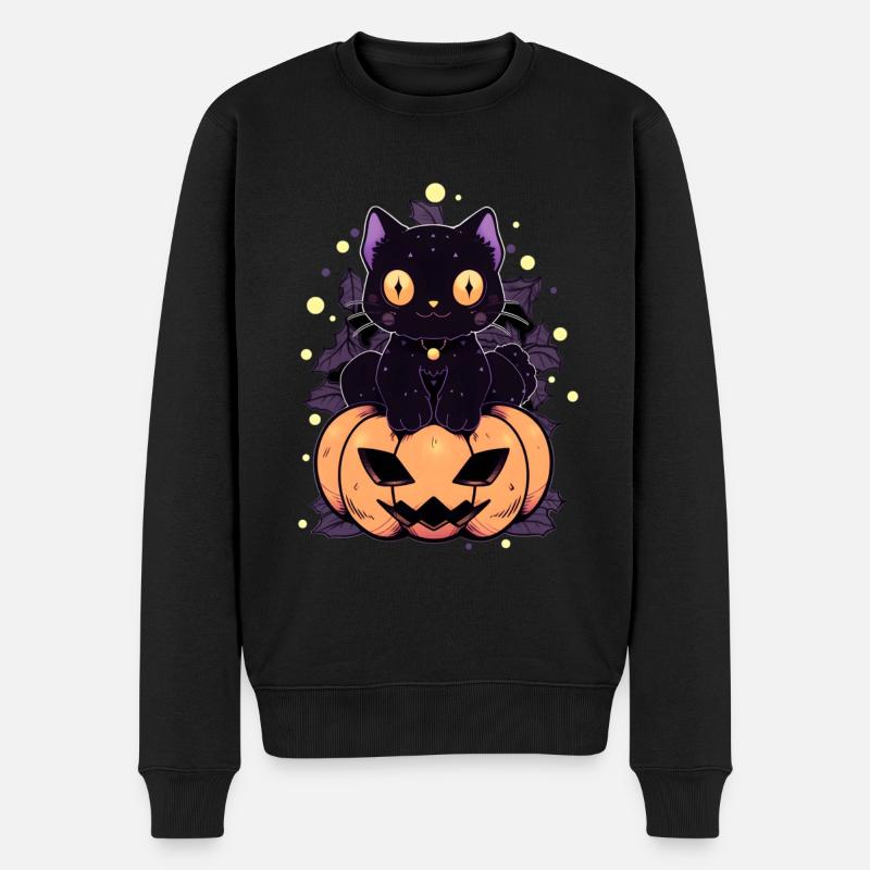 Chat Manga Halloween - Pull Premium bio Homme - noir