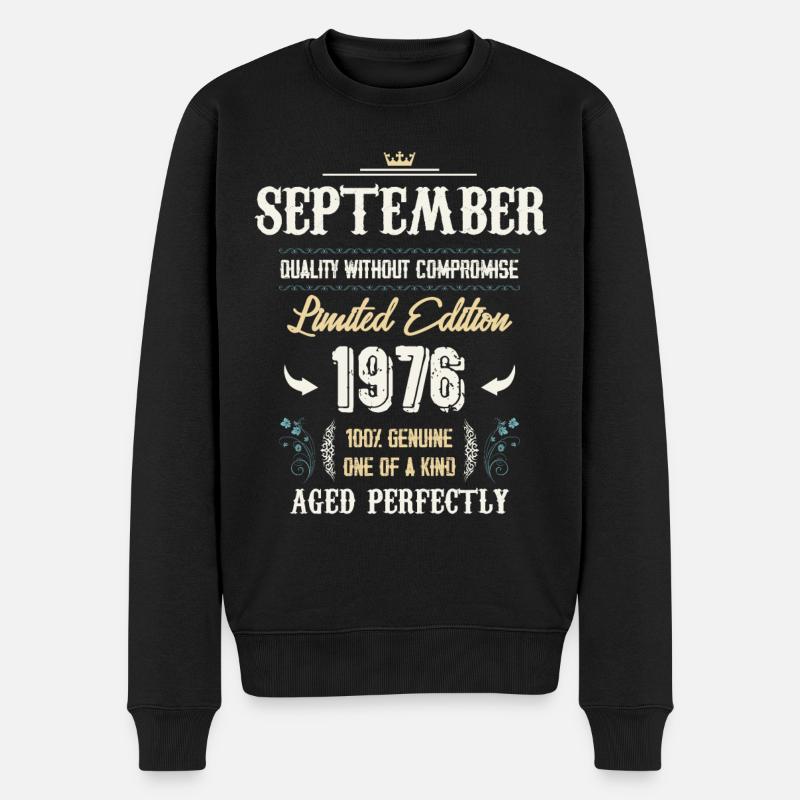 September 1976 Vintage Geburtstag Geschenk - Männer Premium Bio Pullover - Schwarz
