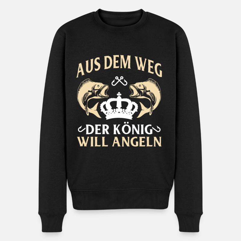 Angeln - Männer Premium Bio Pullover - Schwarz