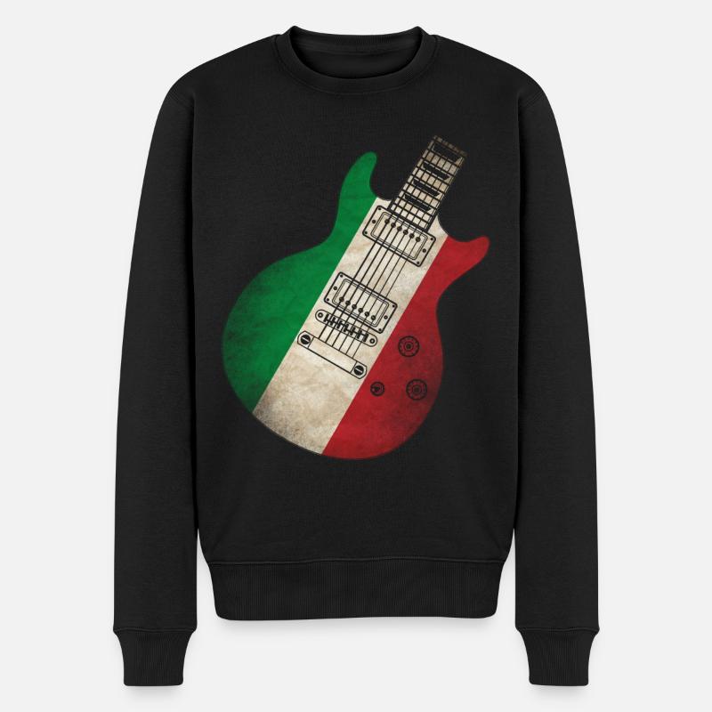Italien Flagge Gitarre - Männer Premium Bio Pullover - Schwarz