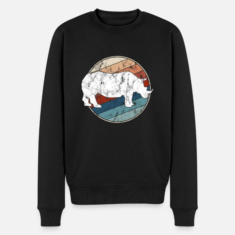 Nashorn Retro - Männer Premium Bio Pullover - Schwarz