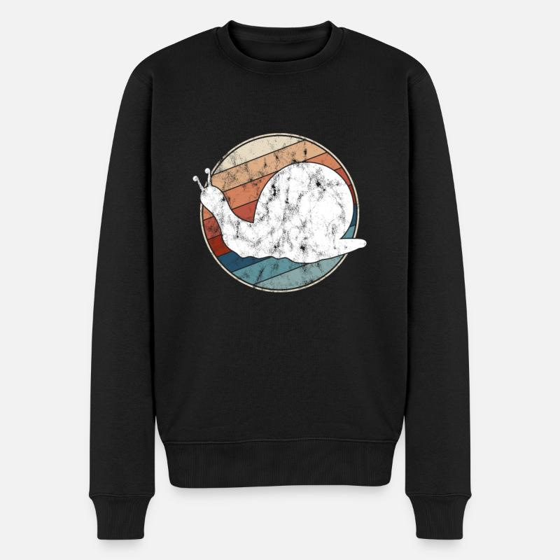 Schnecke Retro - Männer Premium Bio Pullover - Schwarz