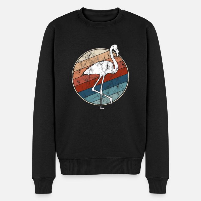 Flamingo Retro - Männer Premium Bio Pullover - Schwarz