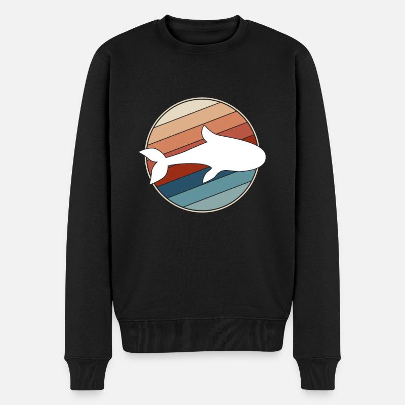 Fisch Retro - Männer Premium Bio Pullover - Schwarz
