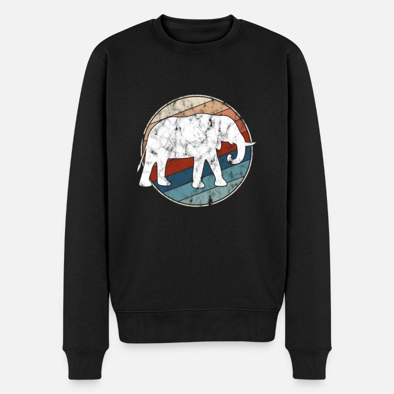 Elefant retro - Männer Premium Bio Pullover - Schwarz