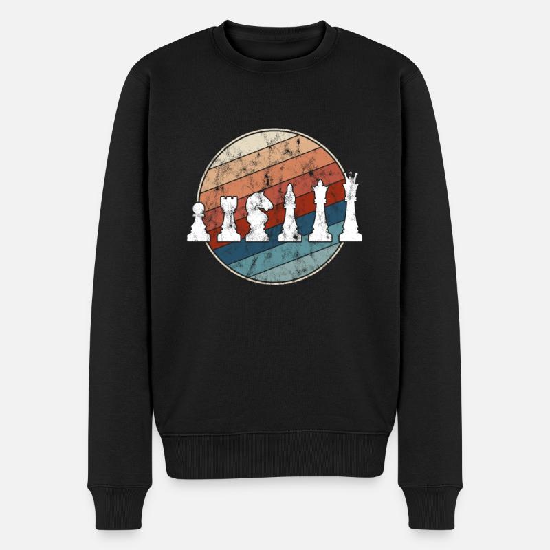 Schach Retro - Männer Premium Bio Pullover - Schwarz