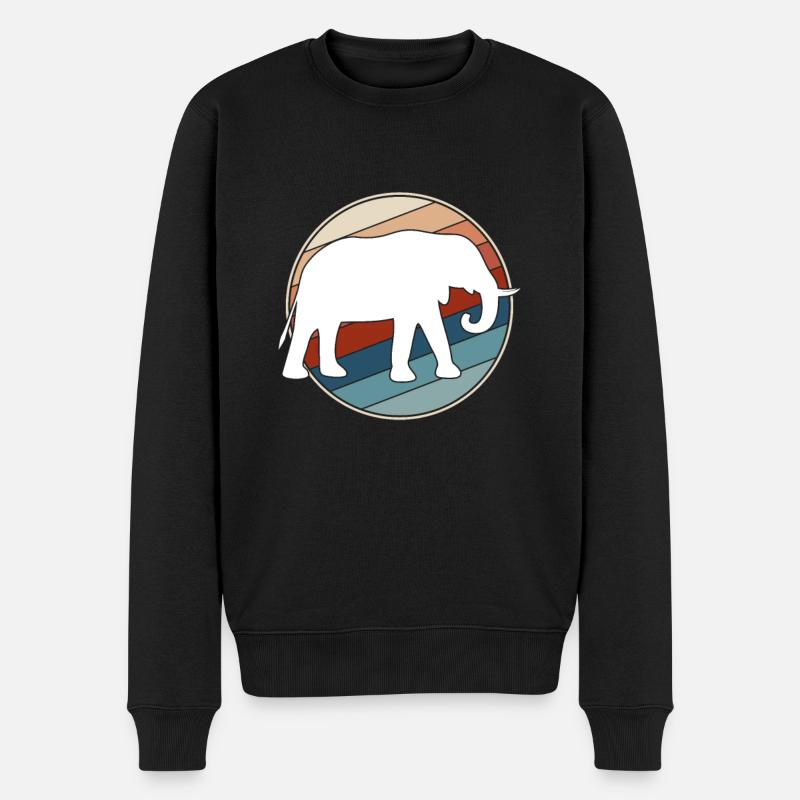 Éléphant rétro - Pull Premium bio Homme - noir