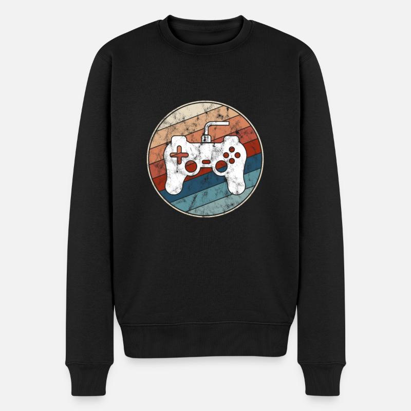 Gaming Retro - Männer Premium Bio Pullover - Schwarz