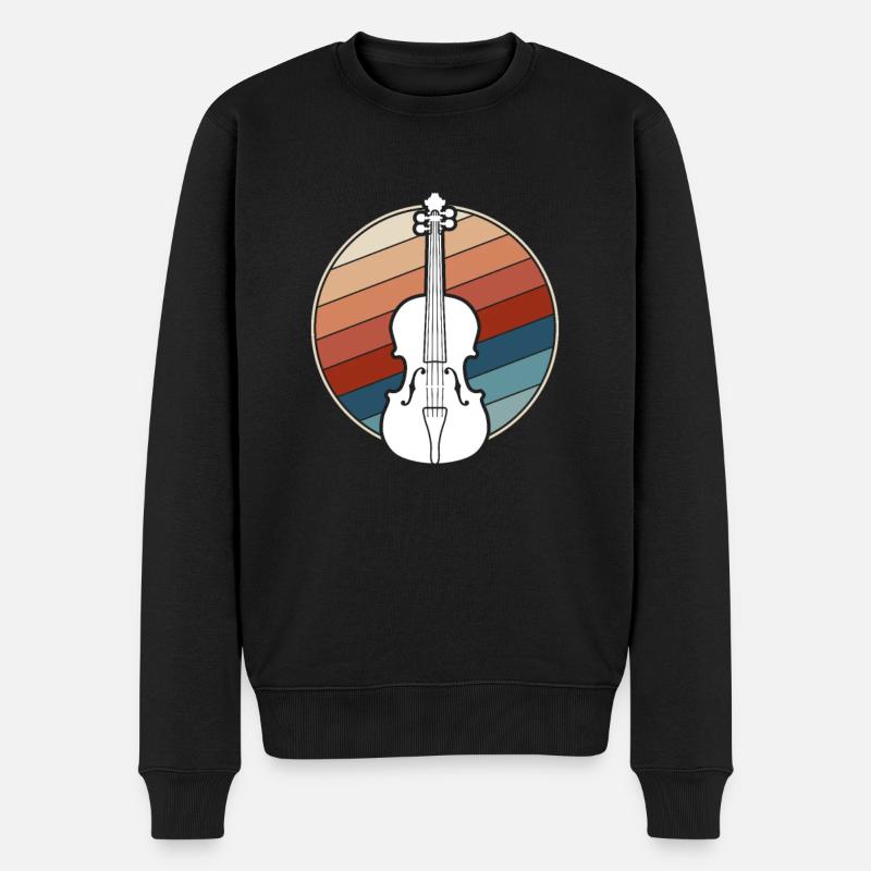 Geige Retro - Männer Premium Bio Pullover - Schwarz