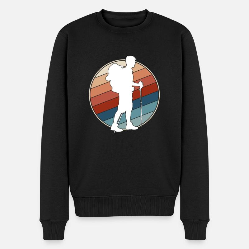 Wandern Retro - Männer Premium Bio Pullover - Schwarz