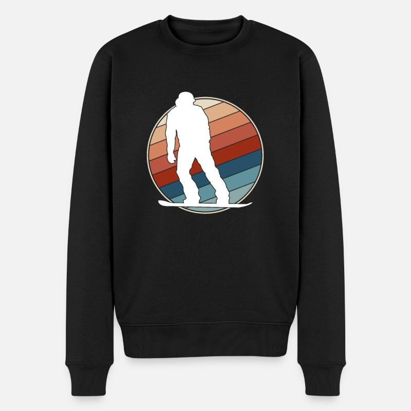 Snowboarding Retro - Männer Premium Bio Pullover - Schwarz