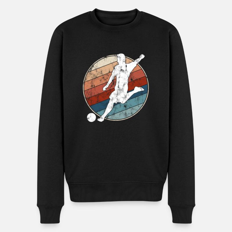 Fußball Retro - Männer Premium Bio Pullover - Schwarz
