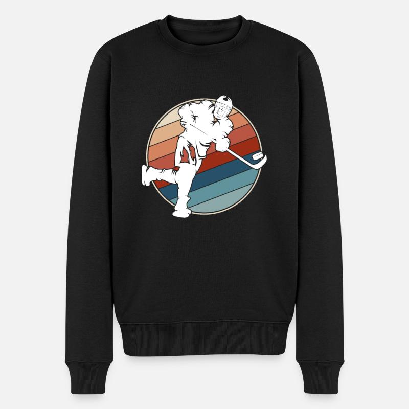 Eishockey Retro - Männer Premium Bio Pullover - Schwarz