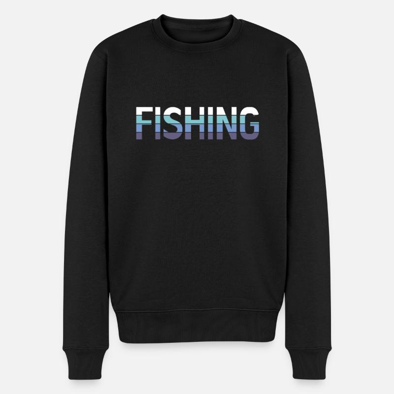 Angeln - Männer Premium Bio Pullover - Schwarz