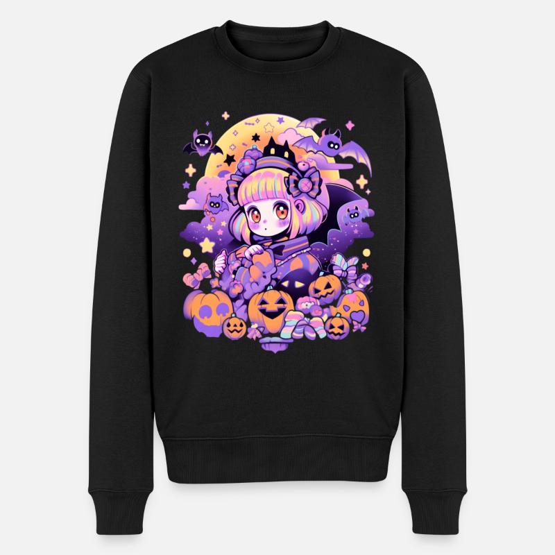 Anime Halloween Mädchen - Männer Premium Bio Pullover - Schwarz