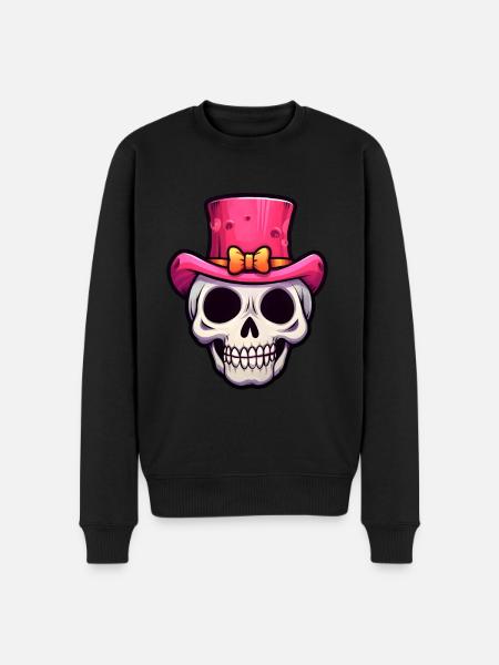 Cute Skull Pink Hat Halloween - Men's Premium Organic Jumper - black