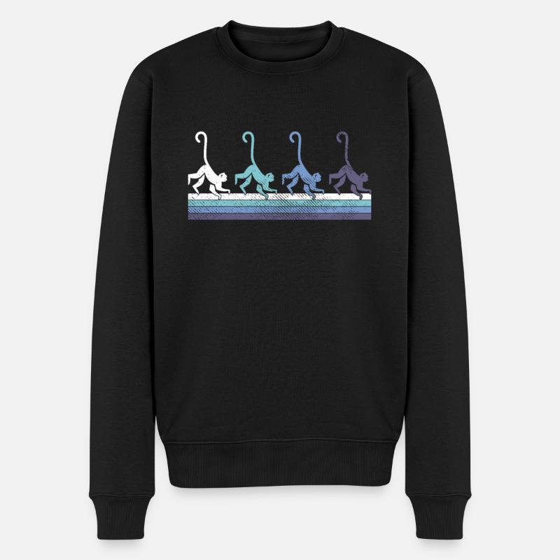 Affe - Männer Premium Bio Pullover - Schwarz