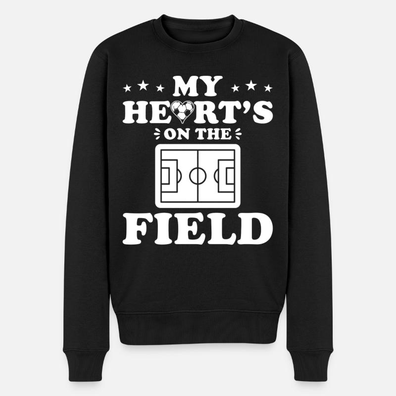 Fußball Mama Mein Herz Ist Auf Dem Spielfeld - Männer Premium Bio Pullover - Schwarz