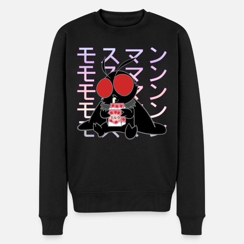 Mothman Kawaii Strawberry Milk Shake Carton - Männer Premium Bio Pullover - Schwarz