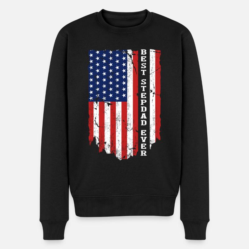 Best Stepdad Ever Flag - Men's Premium Organic Jumper - black