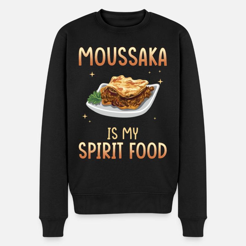 Moussaka ist meine Leibspeise - Männer Premium Bio Pullover - Schwarz