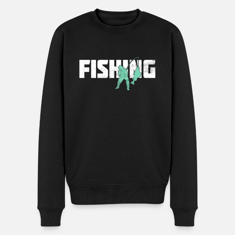 Angeln - Männer Premium Bio Pullover - Schwarz