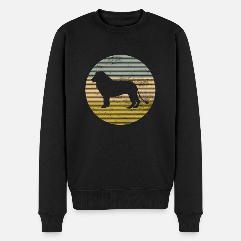 Löwe - Männer Premium Bio Pullover - Schwarz