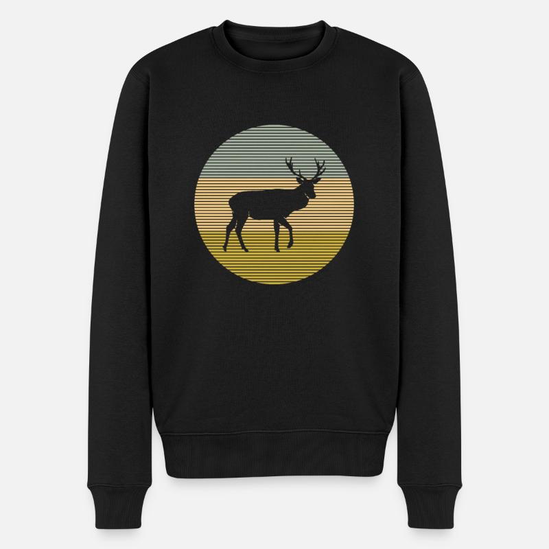 Hirsch - Männer Premium Bio Pullover - Schwarz