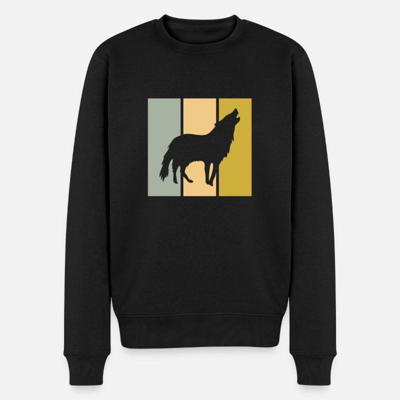Wolf - Männer Premium Bio Pullover - Schwarz