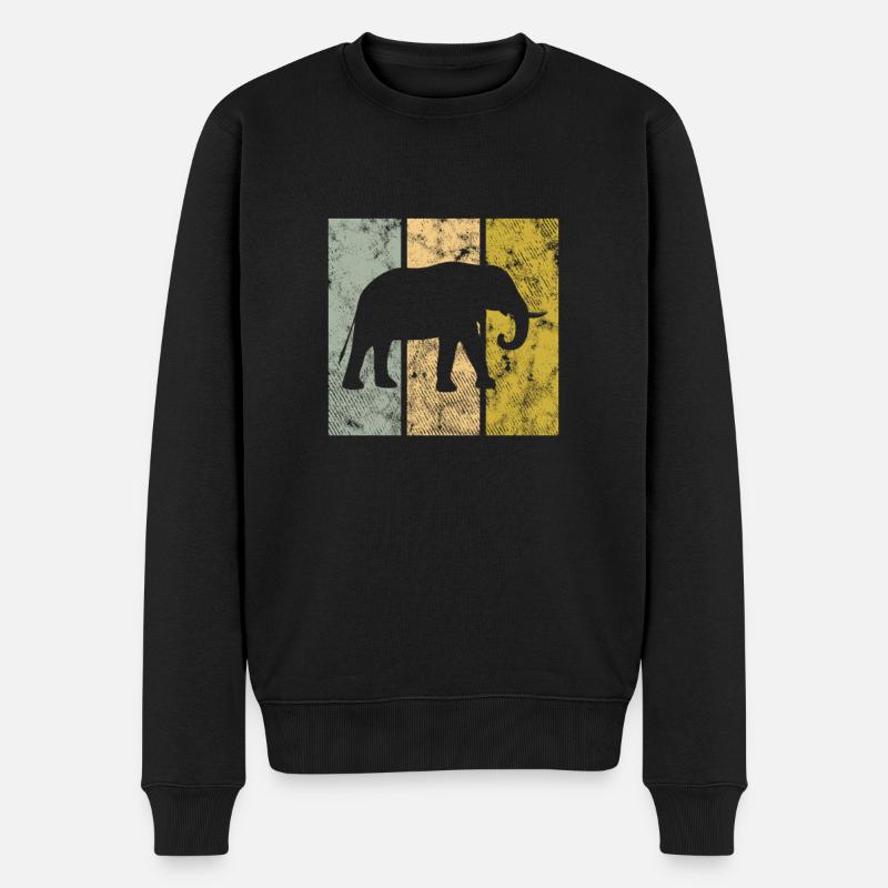 Elefant - Männer Premium Bio Pullover - Schwarz