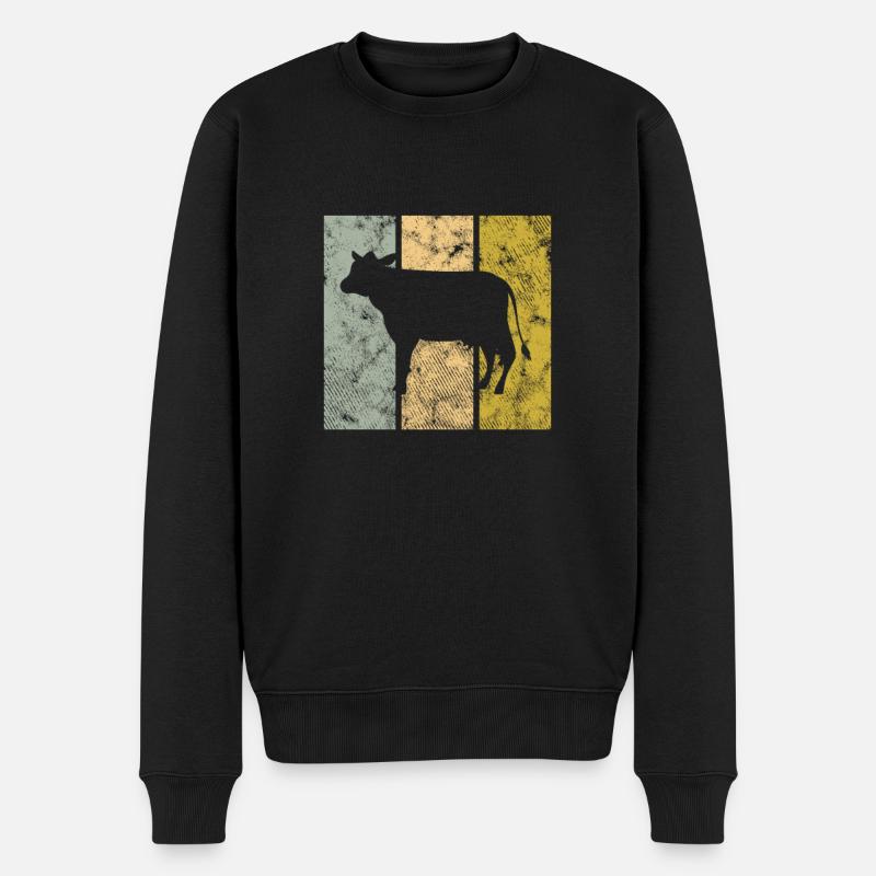Kuh - Männer Premium Bio Pullover - Schwarz