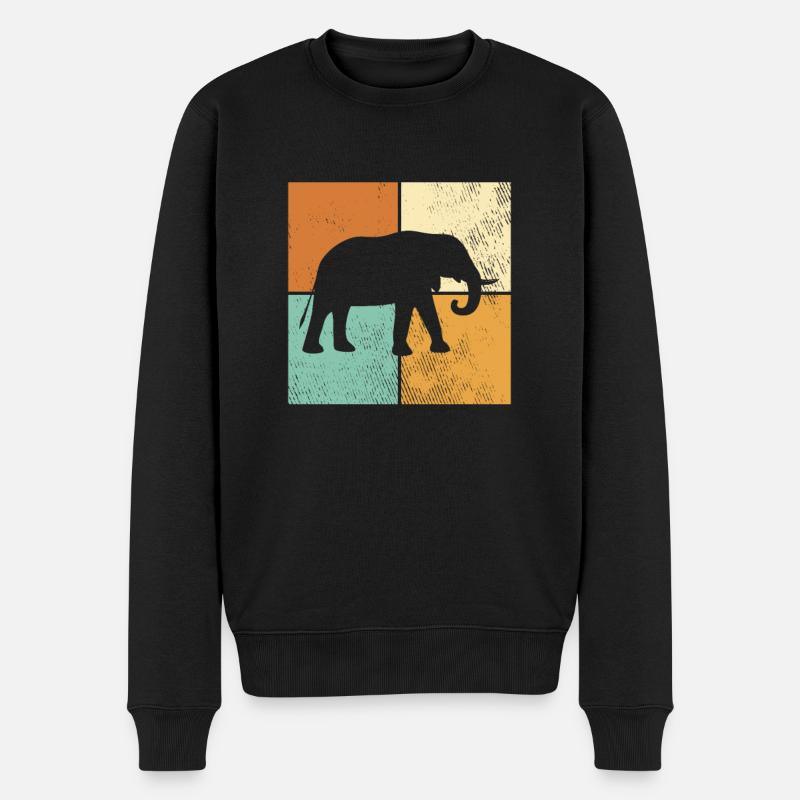 Elefant - Männer Premium Bio Pullover - Schwarz