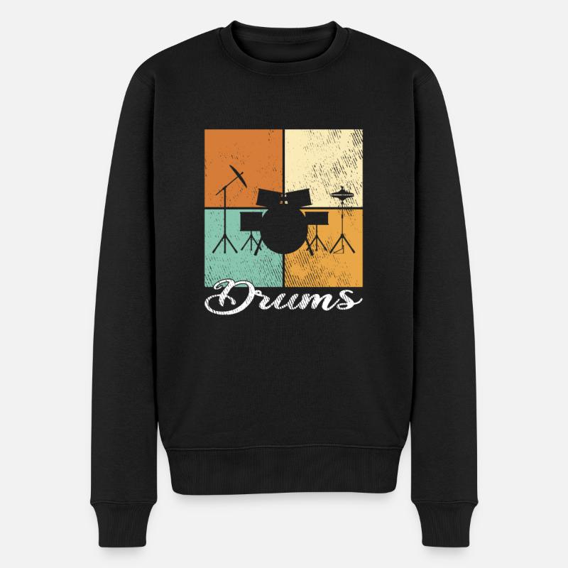 Schlagzeug - Männer Premium Bio Pullover - Schwarz